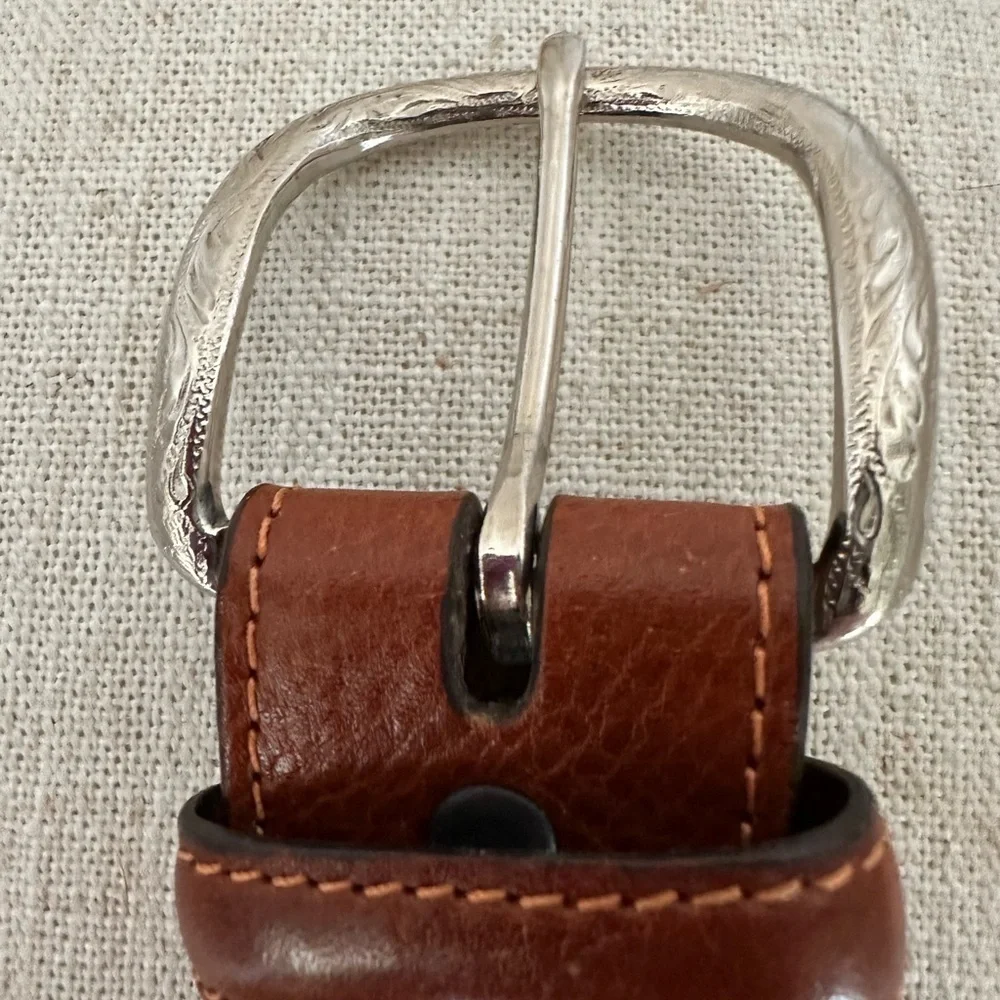 Ranger Belt Company Brown Leather Men’s 34 Engraved Rancher Farmer Rodeo Cowboy